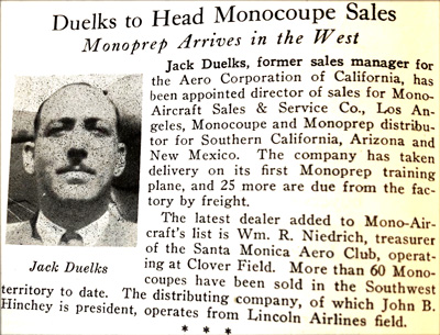 Jack Duelks March 1929 Western FlyingT
